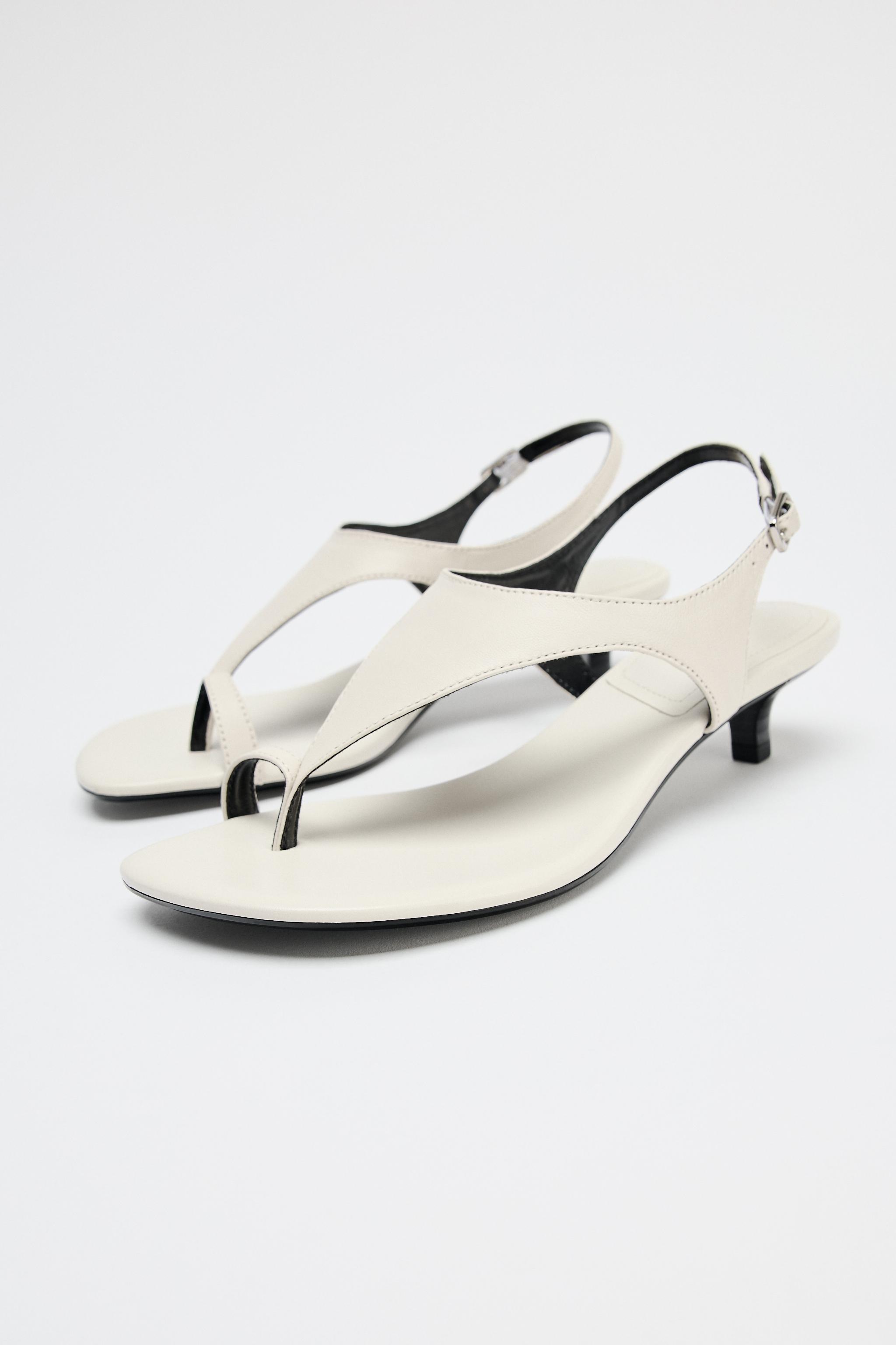 ZARA キトンヒール レザーサンダル 1311/510 キトンヒール レザーサンダル - ホワイト | ZARA Japan / 日本