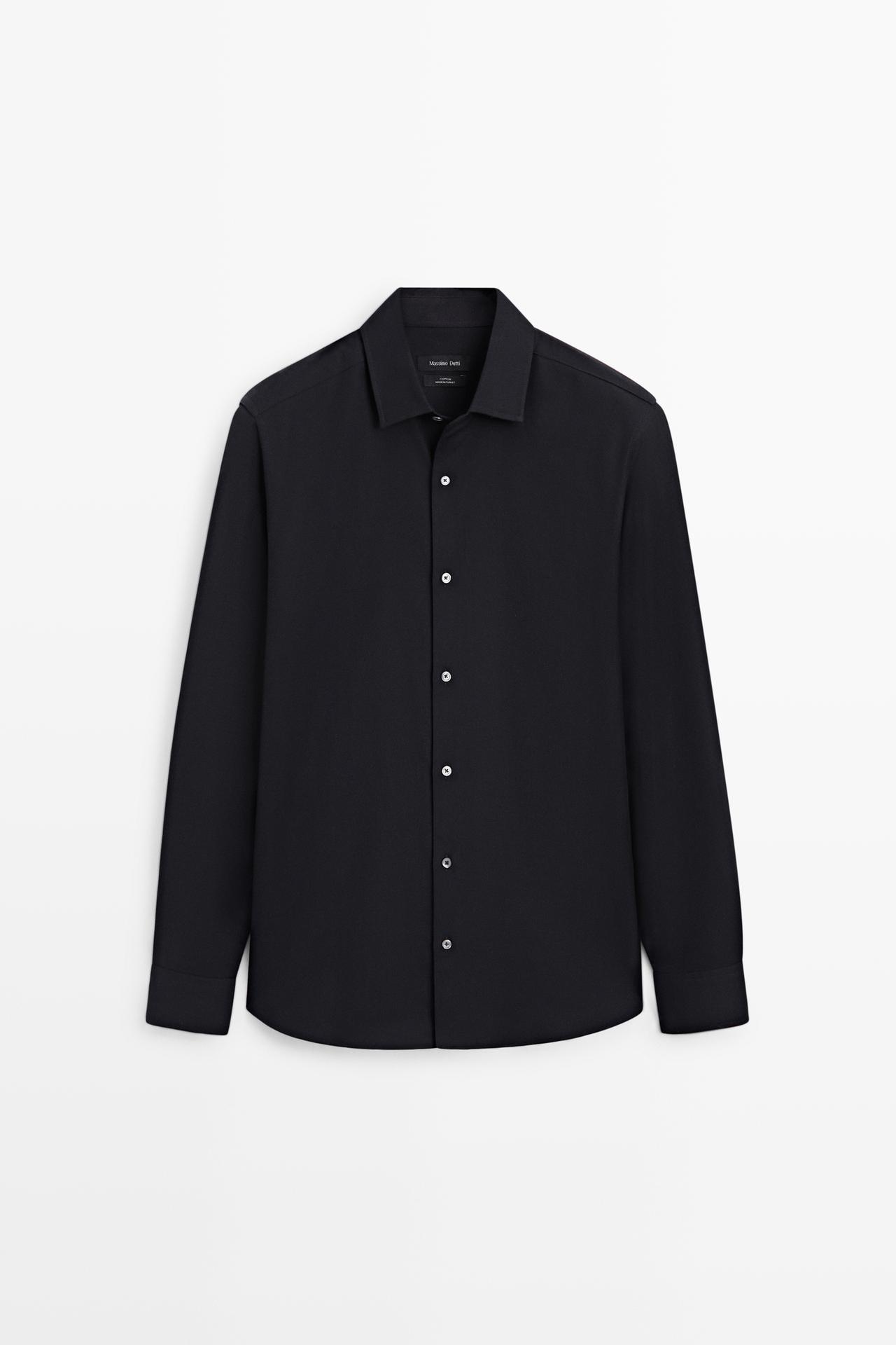 100% cotton twill regular fit shirt — Navy blue