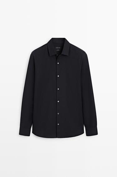 100% cotton twill regular fit shirt — Navy blue 1