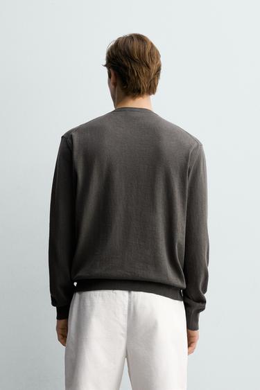 REGULAR FIT COTTON-LINEN JUMPER - Grey by Zara - Image 2