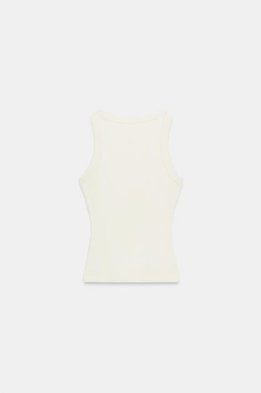 TOP CÔTELÉ RUSTIQUE - Écru de Zara - Image 4