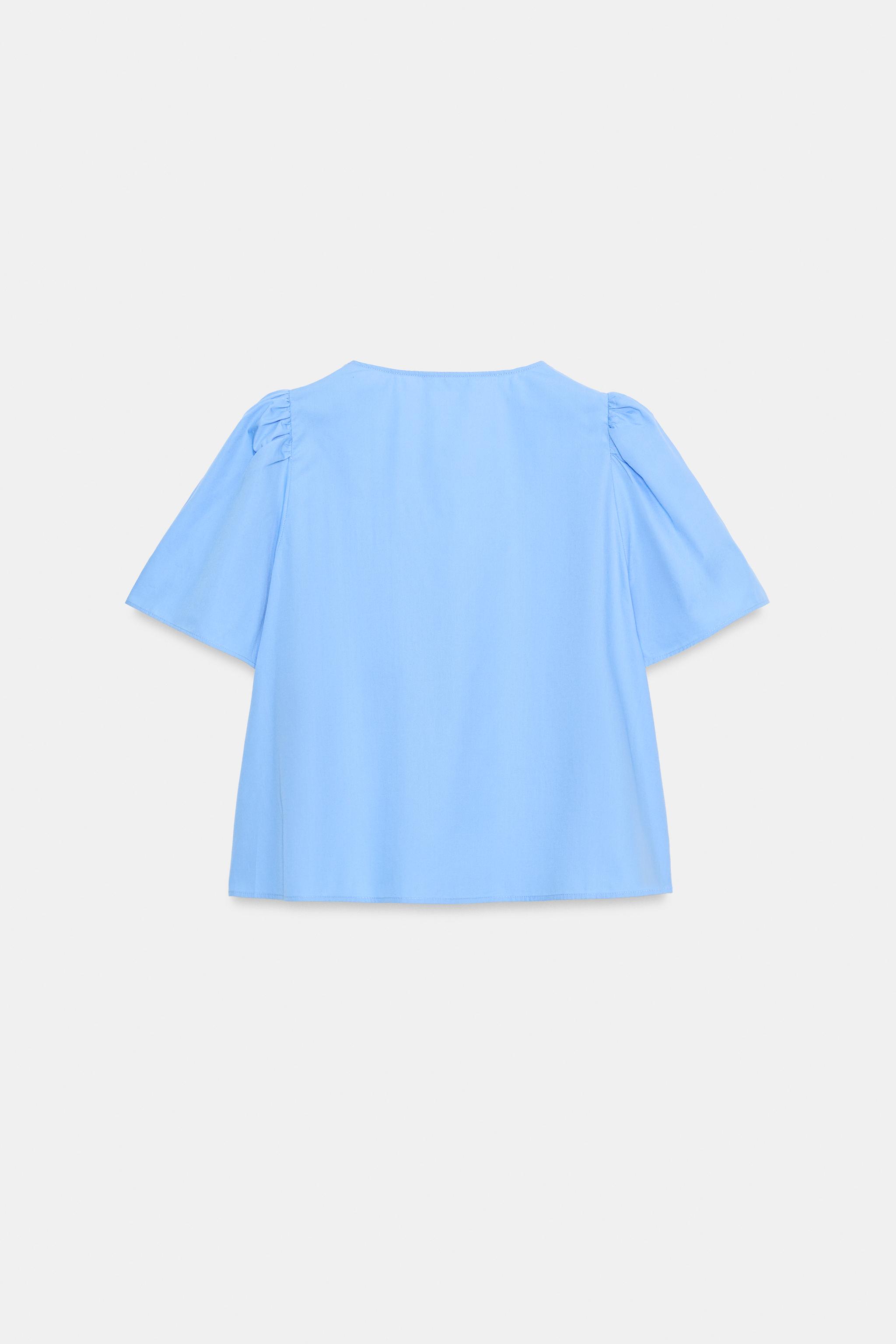 PEARL BUTTON POPLIN TOP
