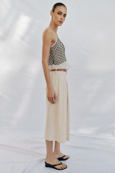 Zara LONG BELTED SHORTS - Light beige