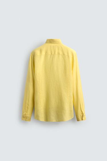 CHEMISE REGULAR FIT 100% LIN - Jaune de Zara - Image 8