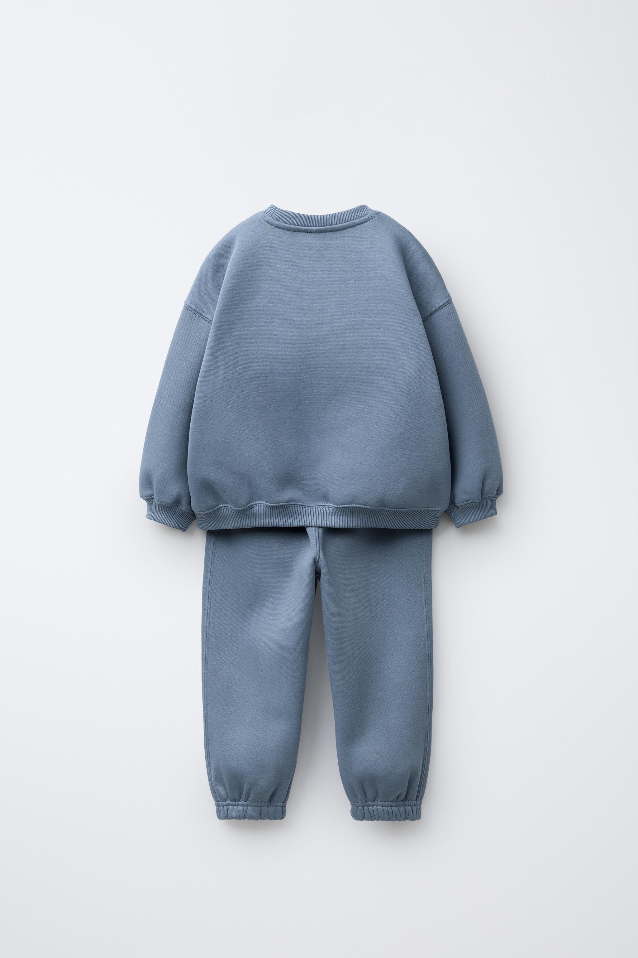 EMBROIDERED SWEATSHIRT AND JOGGER SET - Mid-blue | ZARA United States
