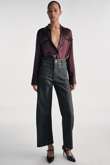 Zara ZW COLLECTION HIGH WAIST WIDE LEG JEANS - Indigo - Image 0