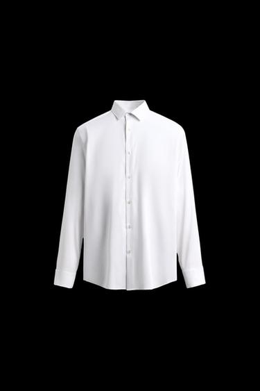 Zara SLIM FIT FRENCH CUFF SHIRT - White