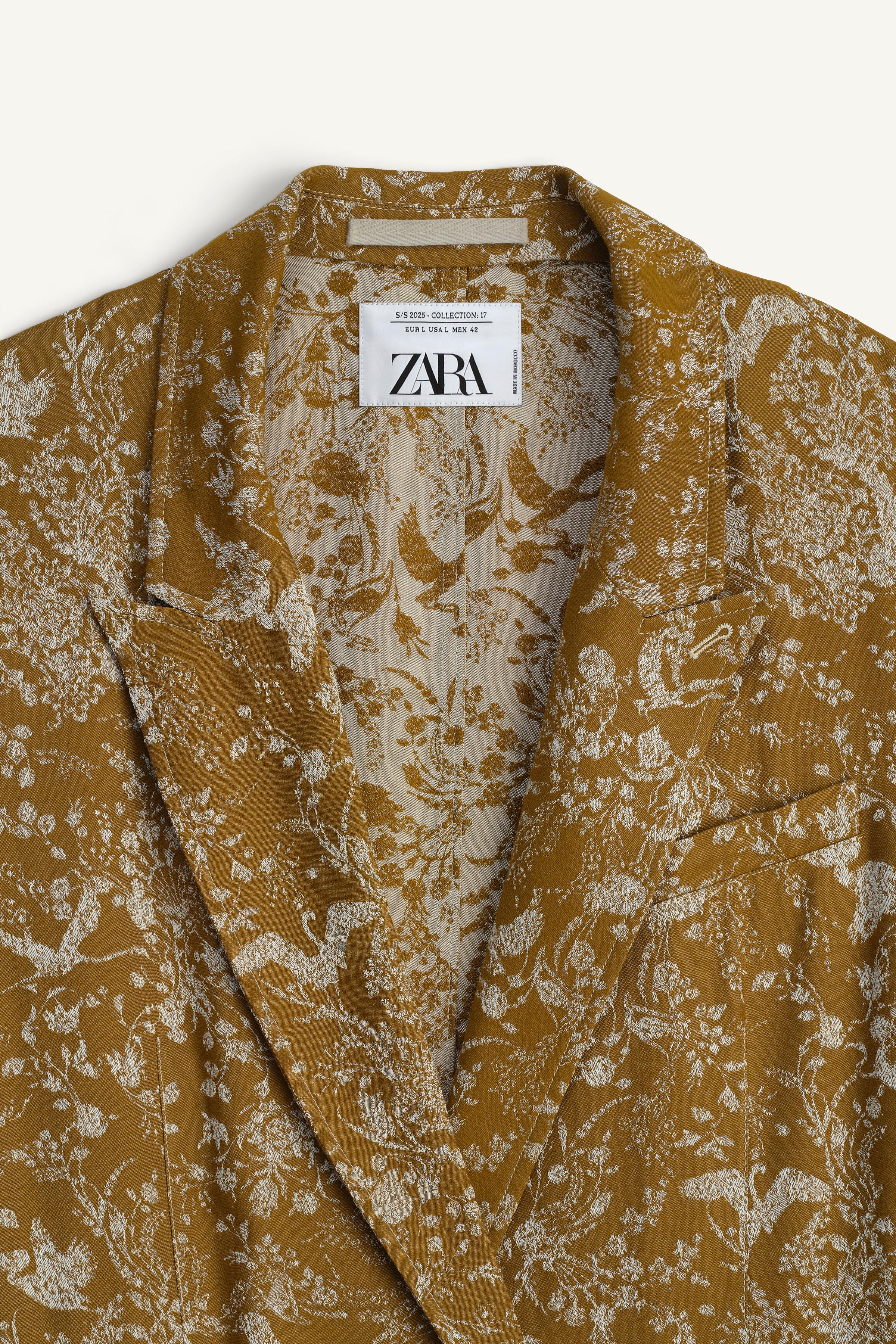 LIMITED EDITION FLOWY JACQUARD BLAZER - Ocher | ZARA United