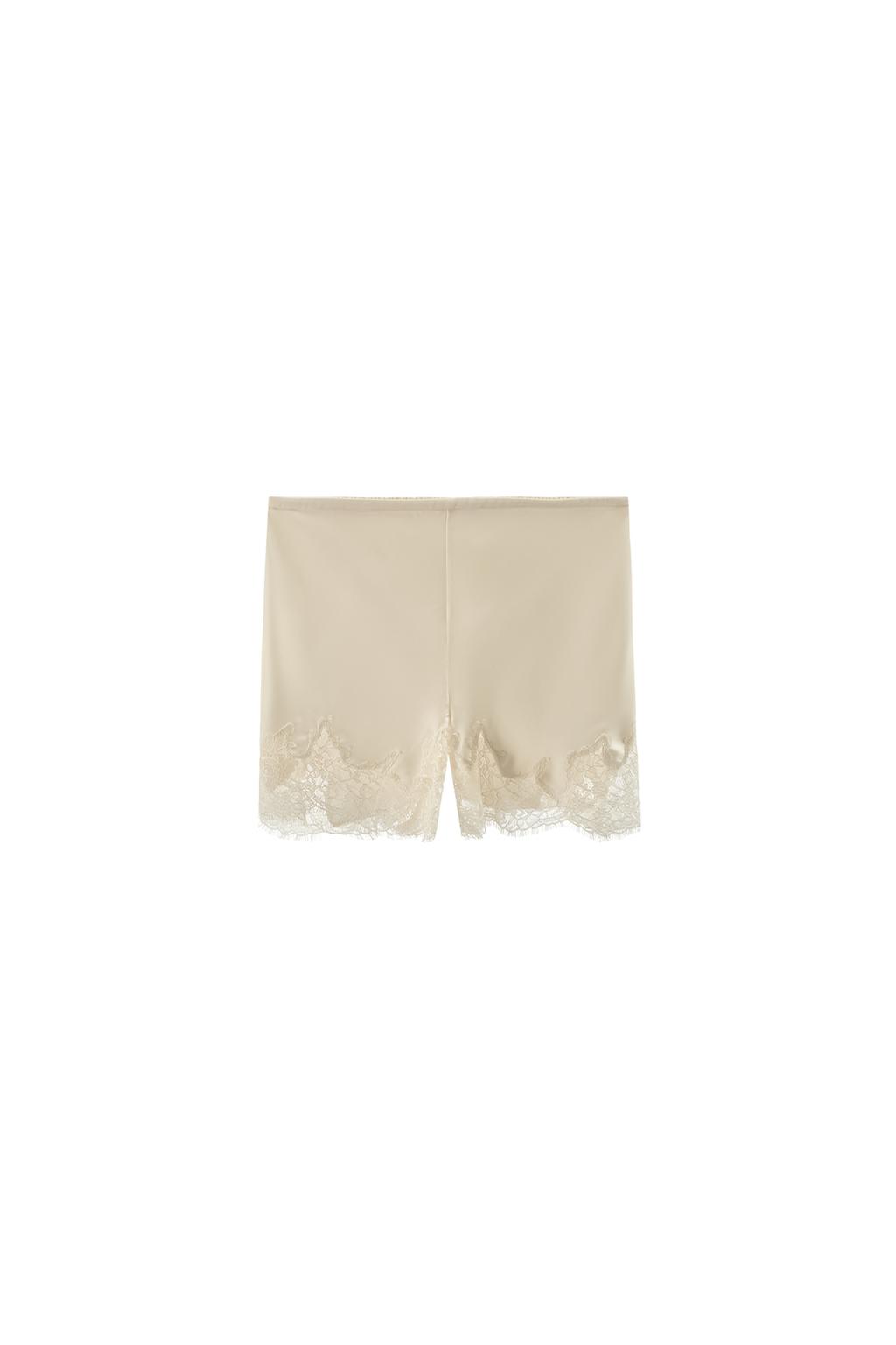 SATIN EFFECT LACE PAJAMA SHORTS - image 3