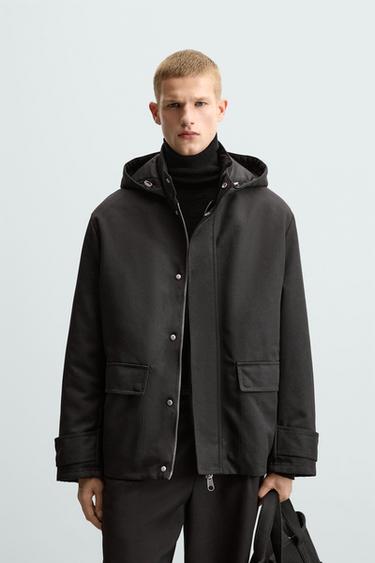 PARKA ACOLCHADA CAPUCHA - Negro de Zara