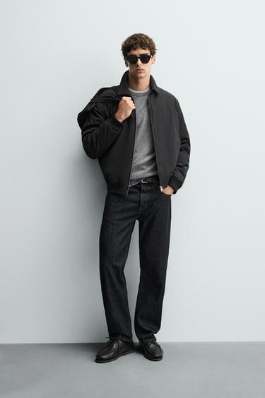 Zara PADDED BOMBER JACKET - Black