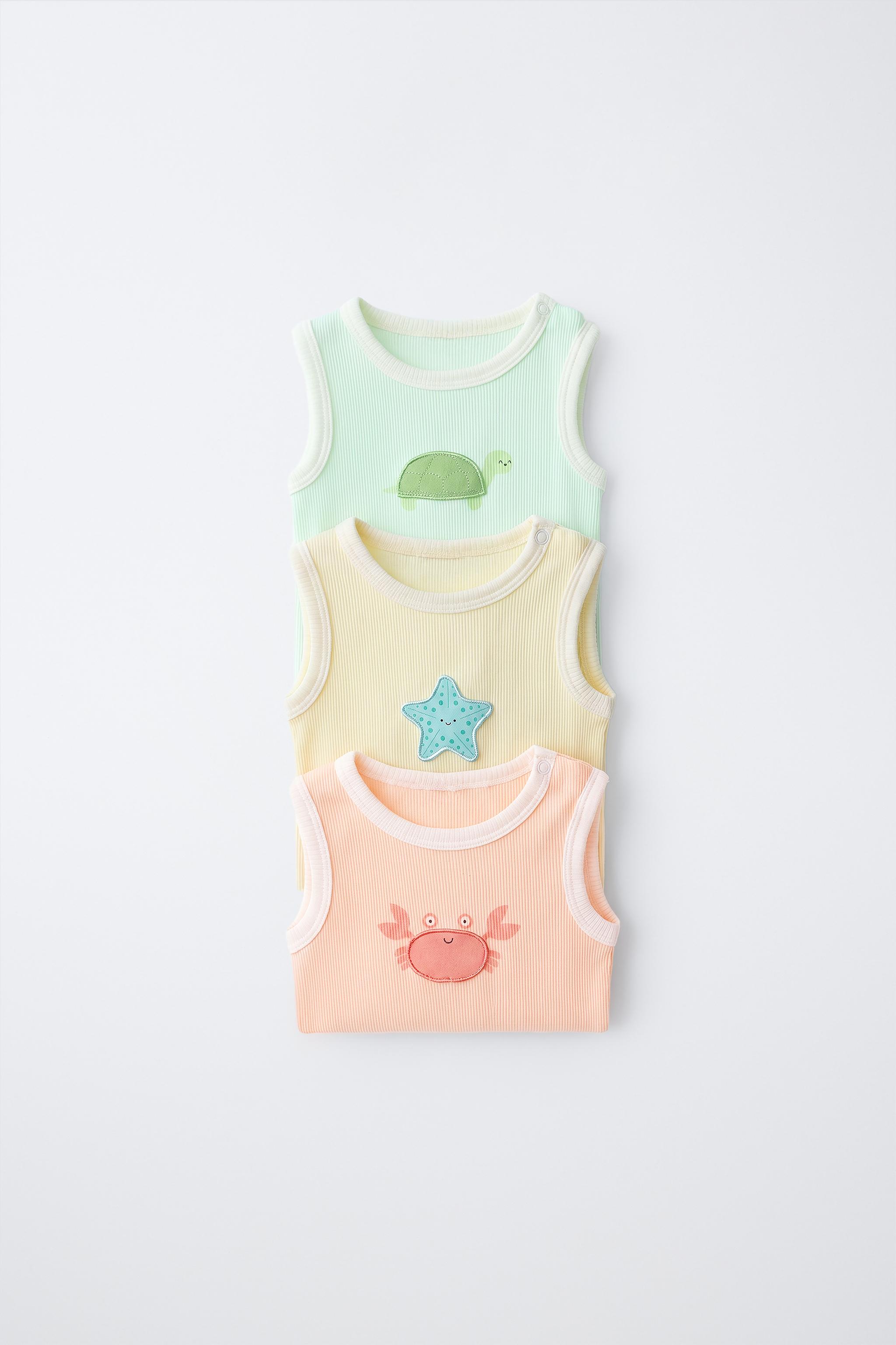 THREE-PACK OF SLEEVELESS BODYSUITS WITH PATCHES — Multicolored (alternate view)