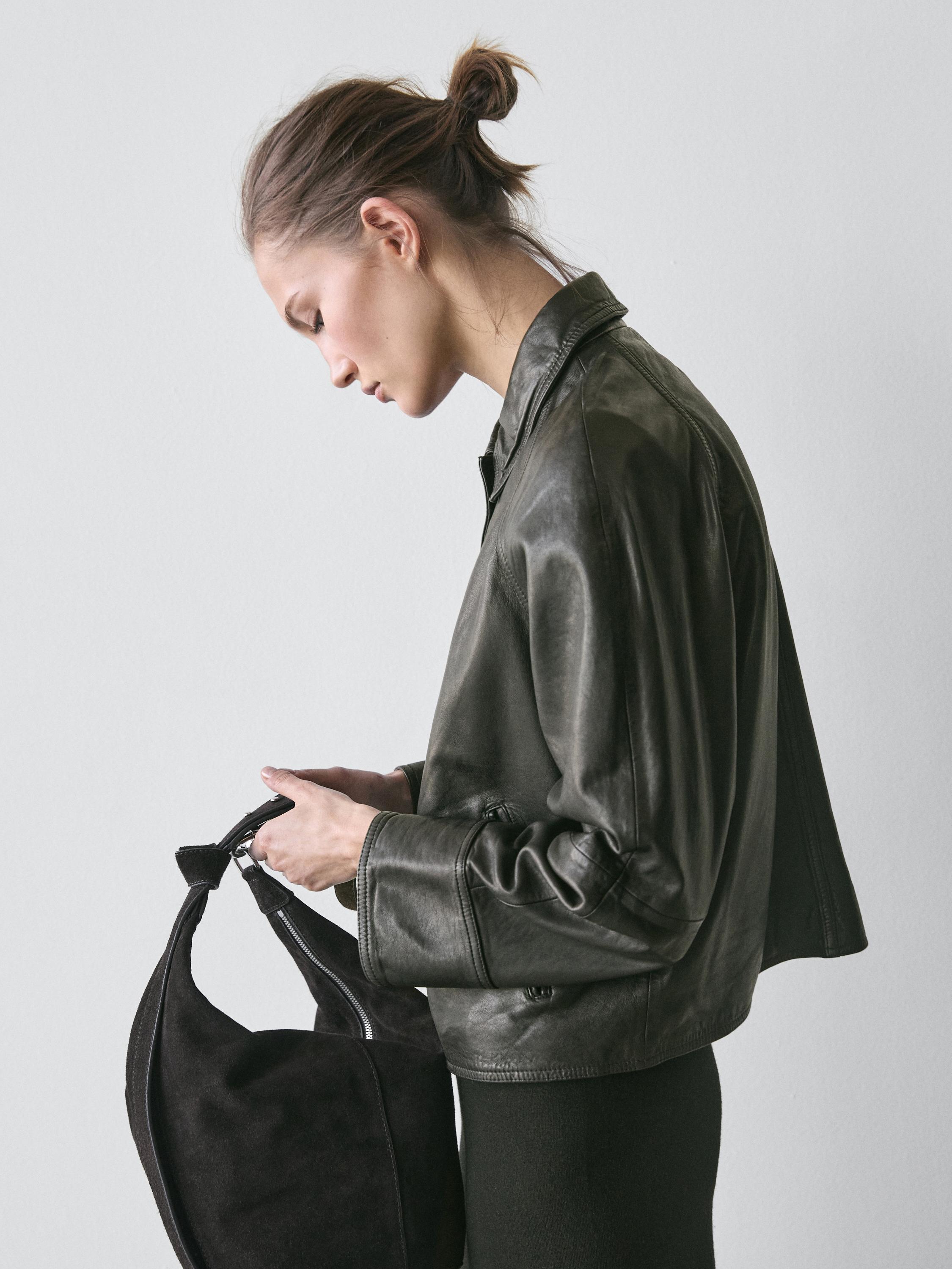 Nappa leather jacket with belt