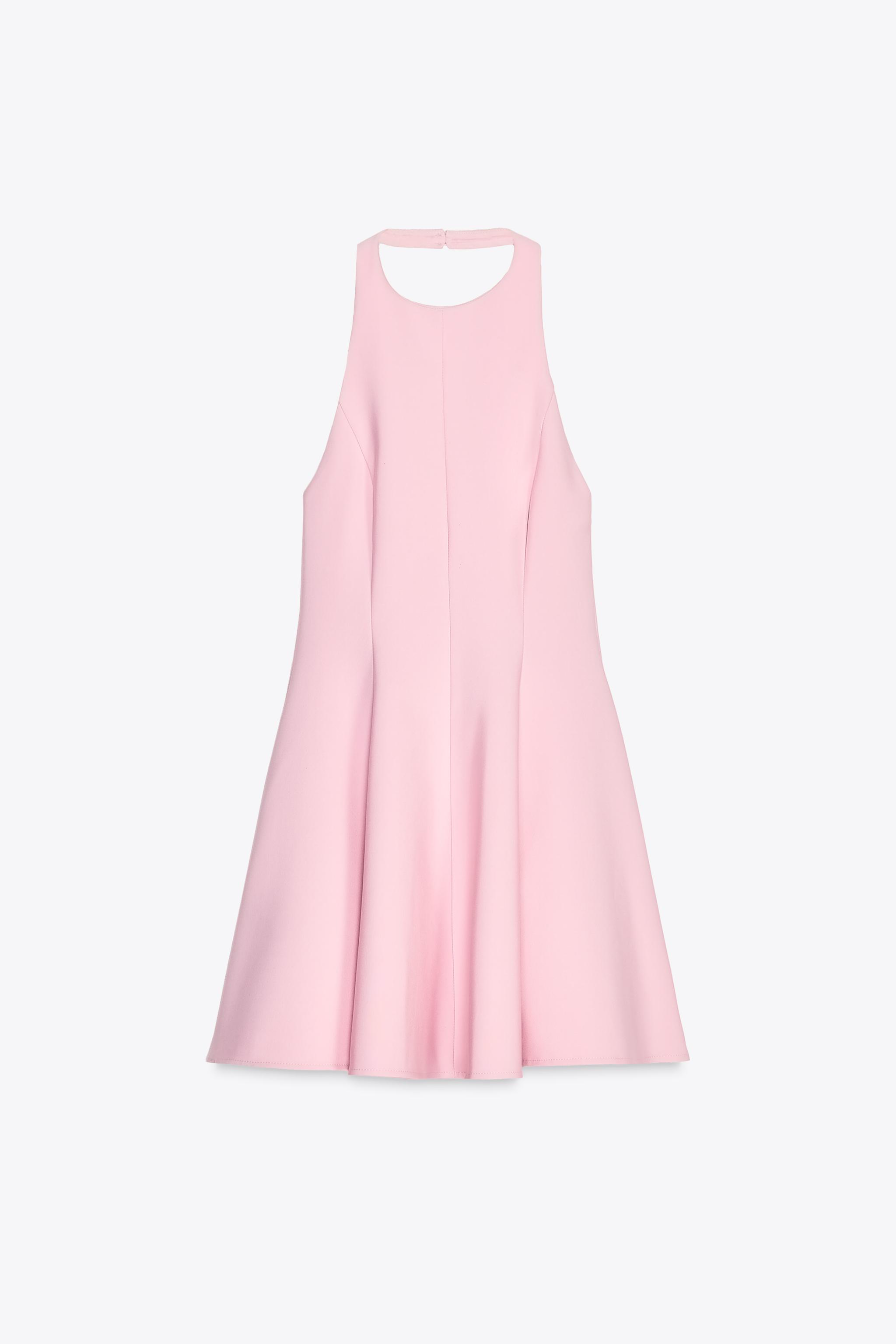 SHORT HALTER GODET DRESS