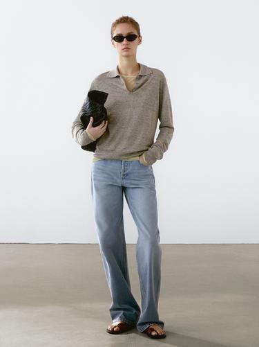 Zara 100% linen melange knit sweater - Gray marl