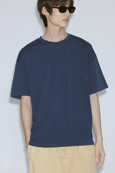 Zara HEAVY WEIGHT 基本款 T 恤 - 藍色