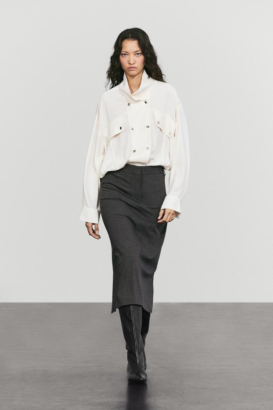 Zara Straight wool-blend midi skirt - 205 - Image 0