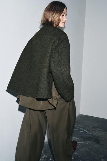 VESTE STRUCTURÉE AVEC LAINE ZW COLLECTION - Kaki de Zara - Image 4