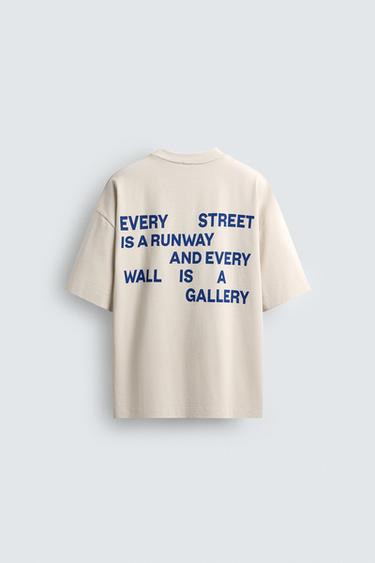 Zara COMBINED PRINT T-SHIRT - Oyster-white