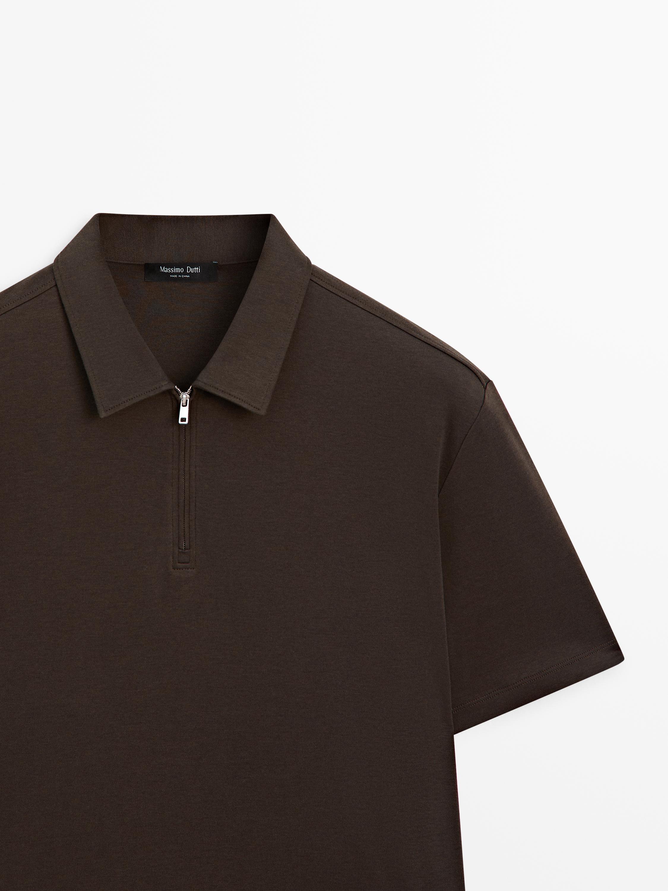 Short sleeve polo shirt with zip detail