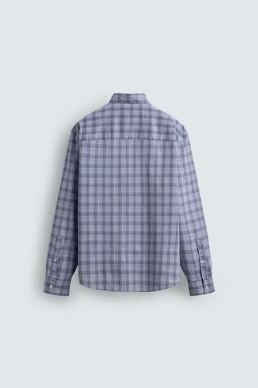 RELAXED FIT CHECKS SHIRT - Blue marl by Zara - Image 7