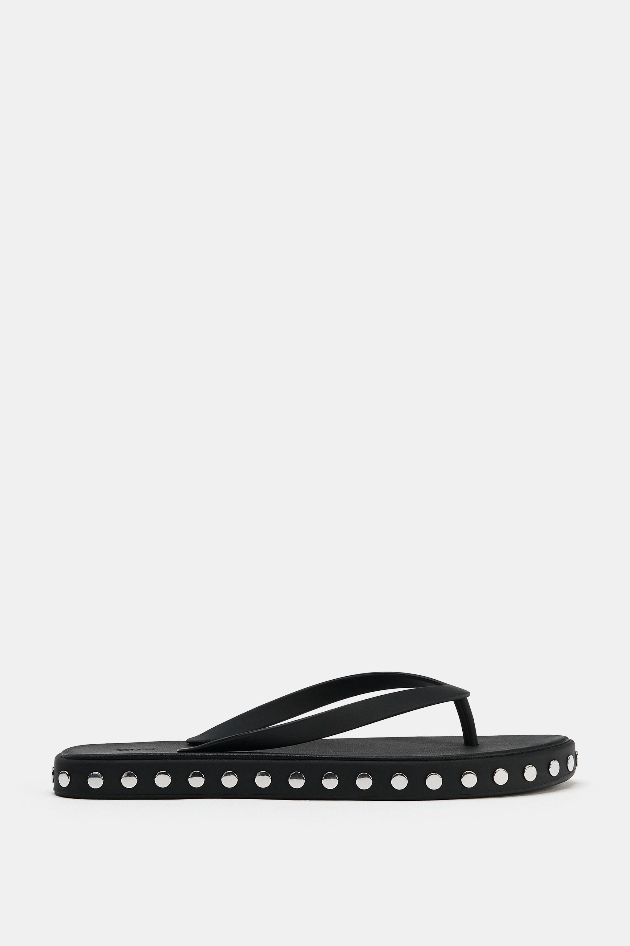 Женские сандалии Zara STUDDED FLAT SANDALS — фото 4