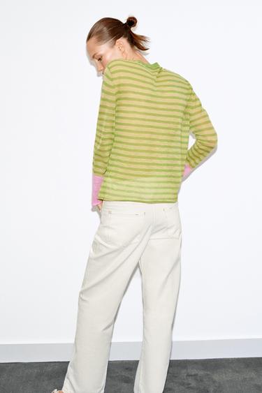 STRIPED KNIT JUMPER - Green stripe by Zara - Image 3