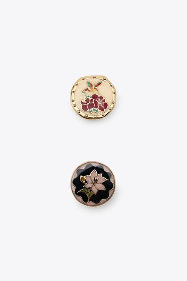Zara 2-PACK OF RINGS WITH RESIN PIECE - Golden - Image 0