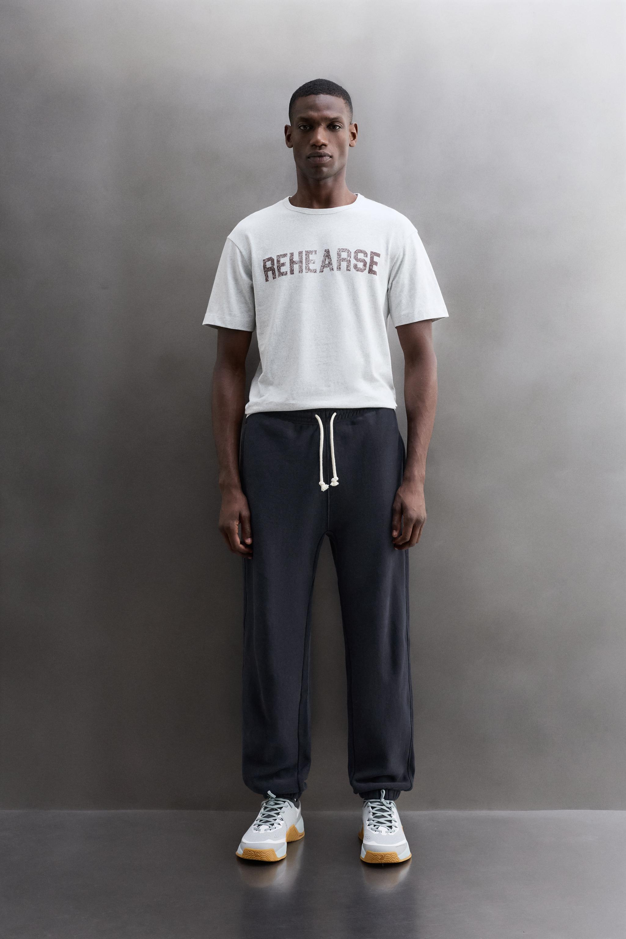 Zara YAZI BASKILI PAMUKLU T-SHIRT görsel 8