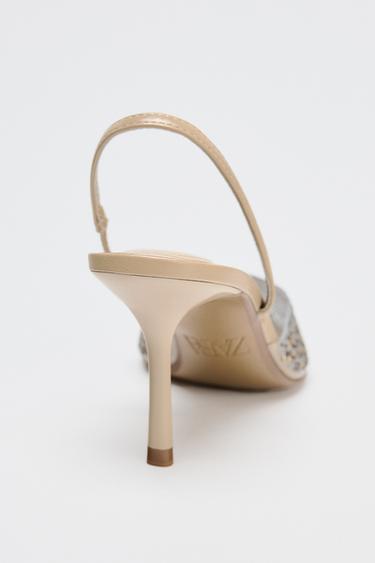 SLINGBACK SHOES WITH RHINESTONES - Beige by Zara - Image 3