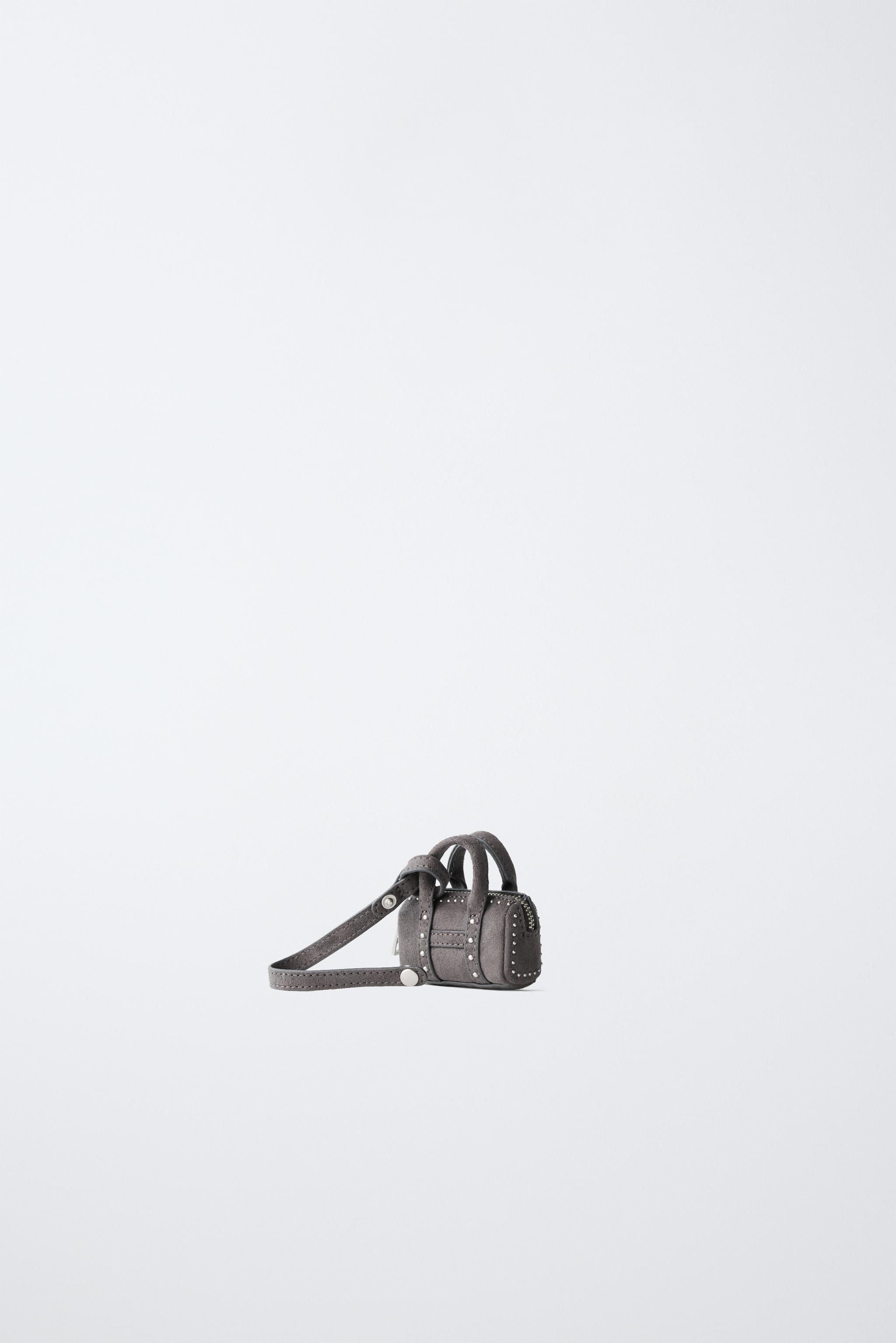 STUDDED BAG CHARM — Gray