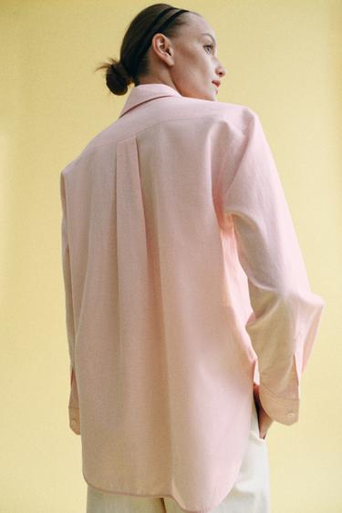 CHEMISE À RAYURES AVEC COL DÉTACHABLE ZW COLLECTION - Rose / Blanc de Zara - Image 1