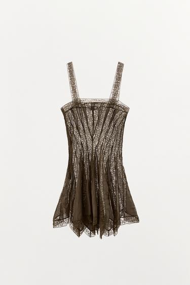 ROBE À BRETELLES AVEC DENTELLE LIMITED EDITION - Kaki de Zara - Image 4