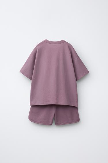T-SHIRT AND BERMUDA SHORTS SET - Burgundy by Zara - Image 1