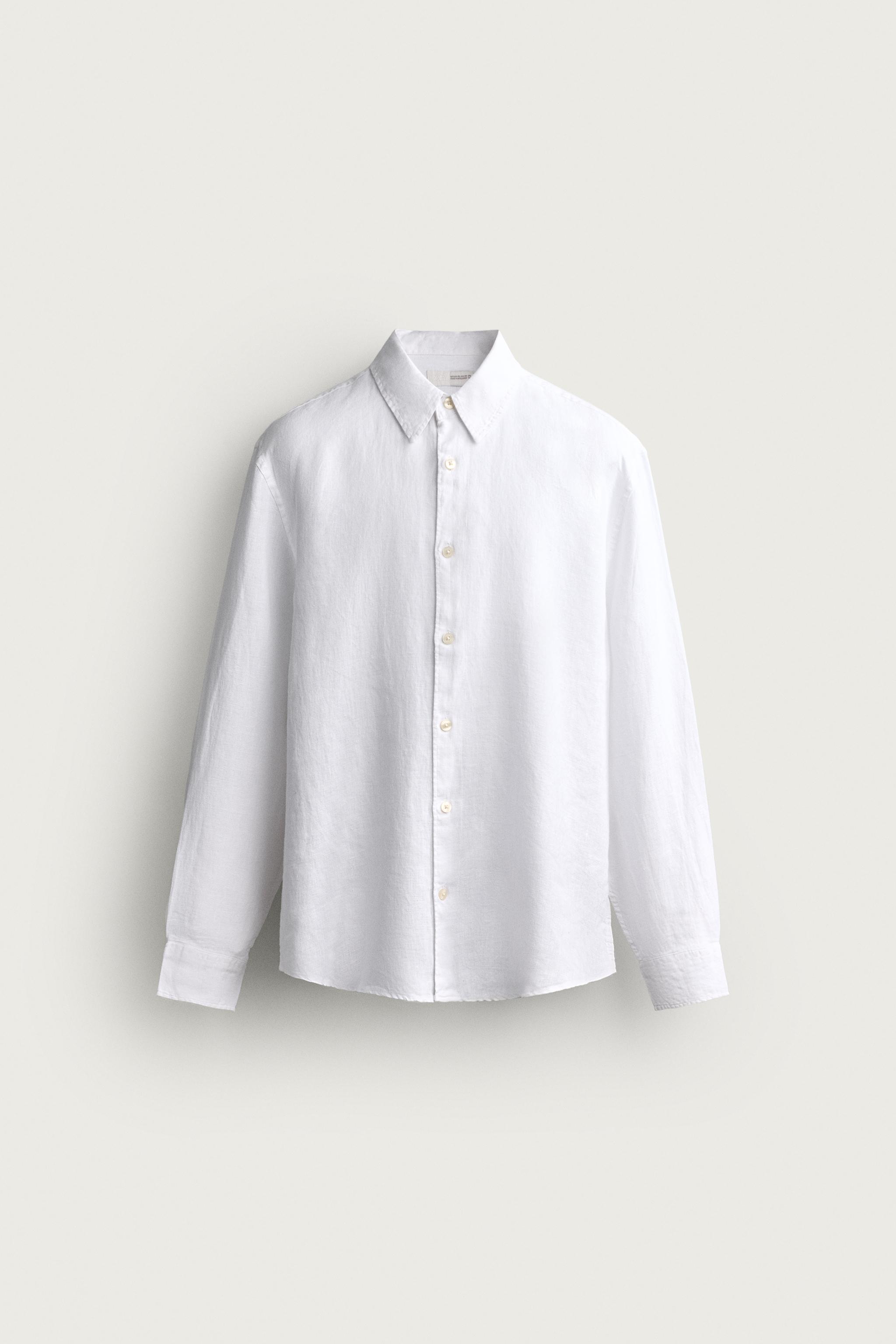 100% LINEN REGULAR FIT SHIRT — White