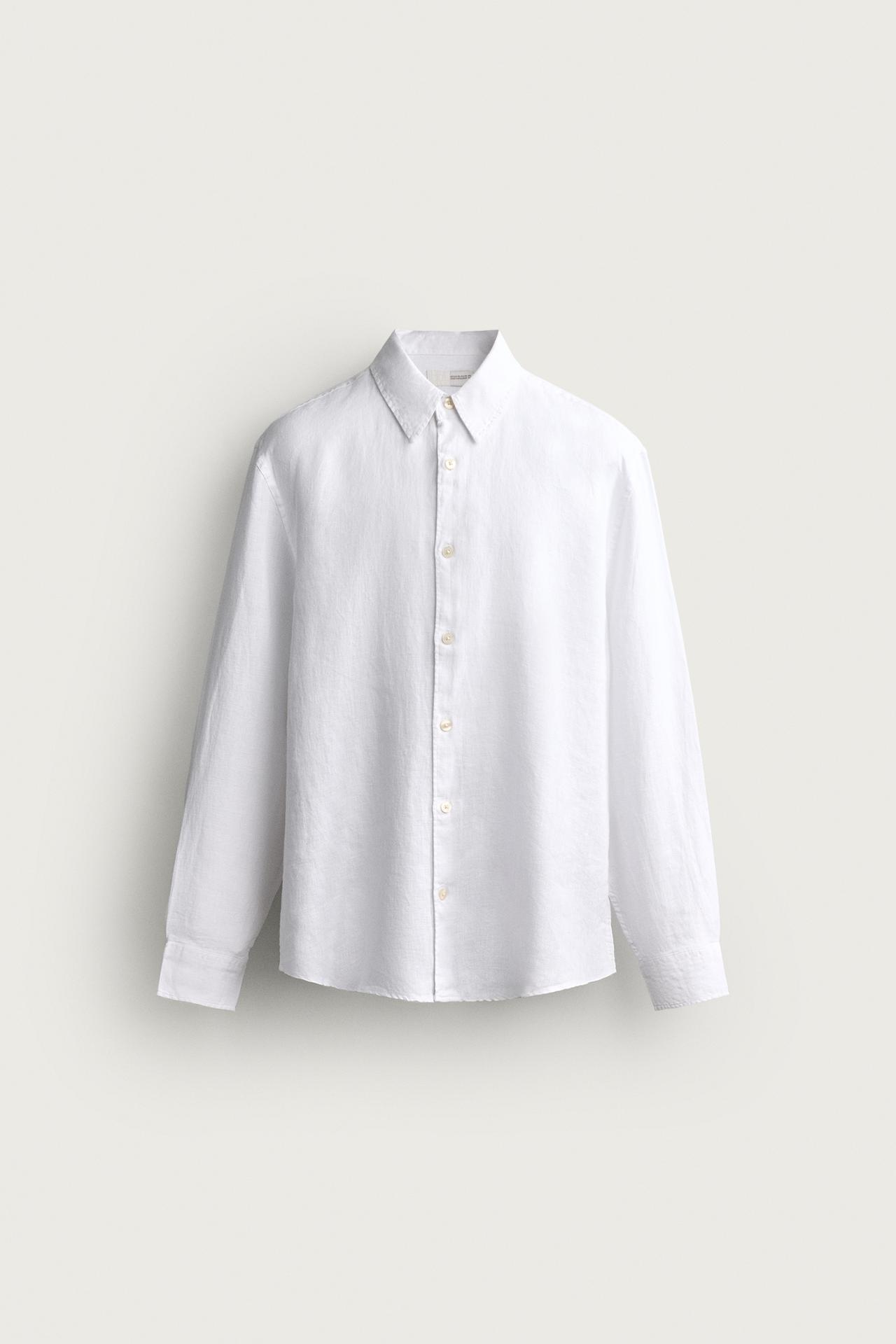100% LINEN REGULAR FIT SHIRT — White