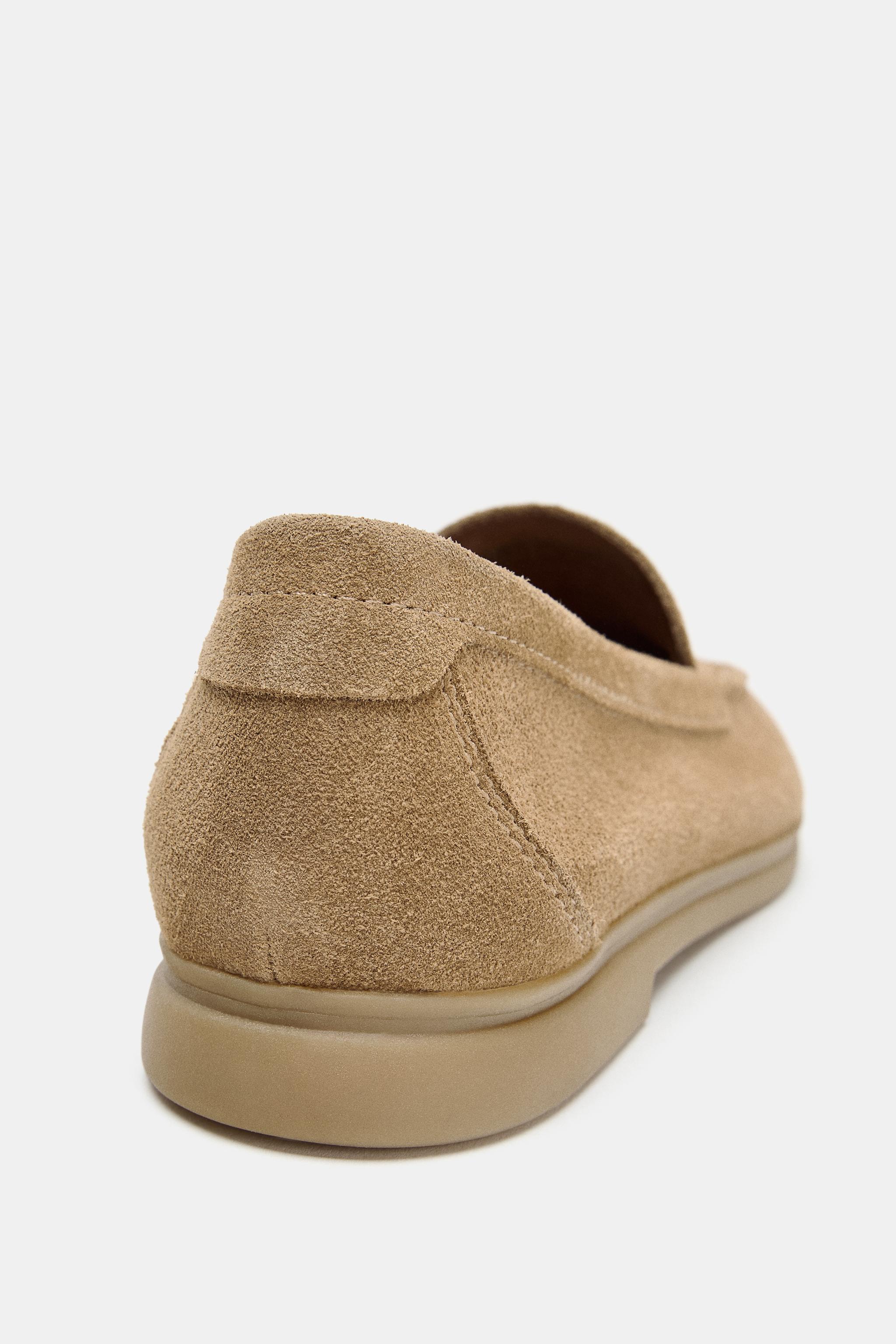 スプリットスエードフラットローファー - サンドブラウン | ZARA Japan