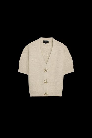 STAR BUTTON TEXTURED KNIT CARDIGAN - Sand by Zara - Image 0