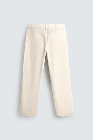 REGULAR FIT CORDUROY TROUSERS - Oyster-white by Zara - Image 6