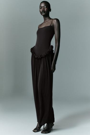 VOLUMINOUS PEPLUM DRESS - Dark brown by Zara