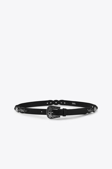 CINTURÓN PIEL COWBOY - Negro de Zara