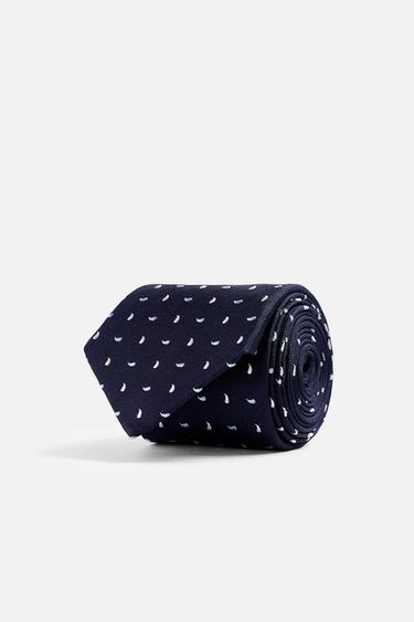 100% SILK JACQUARD TIE - Navy blue by Zara