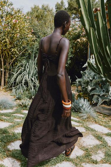 ROBE LONGUE À BRETELLES - Chocolat de Zara - Image 7