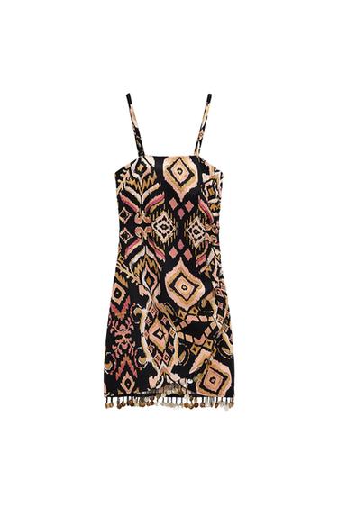 PRINTED MINI DRESS WITH COINS