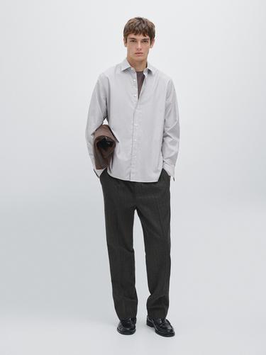 Zara Regular fit melange striped shirt - Gray