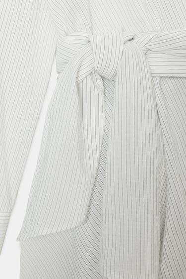 ZW COLLECTION STRIPED WRAP TOP - Black / White by Zara - Image 4