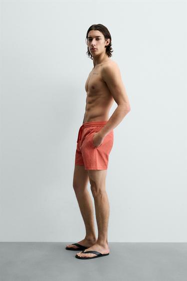 MAILLOT DE BAIN TEXTURÉ MI-LONG - Corail de Zara - Image 4