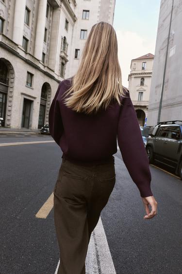POLO NECK SWEATER WITH POCKET - Burgundy by Zara - Image 2