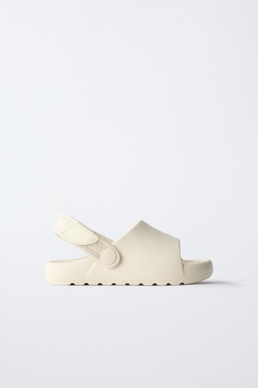 RUBBER SLIDE SANDALS - Ecru White by Zara