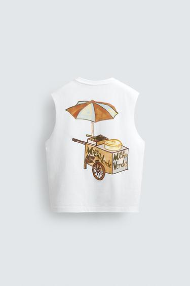 EMBROIDERED BANANA TANK TOP - White by Zara